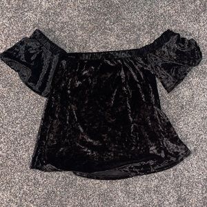 Velvet, off the shoulder shirt